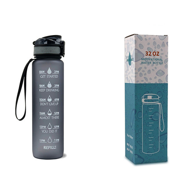 1L Tritan Water Bottle with Time Marker and Bounce Cover: Leakproof Sports Fitness Companion