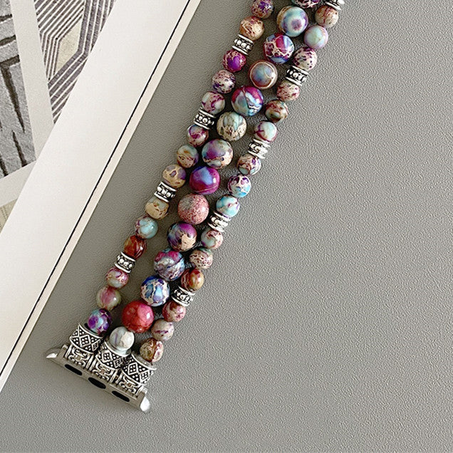 Turquoise Stretch One Piece Beaded Watch Band