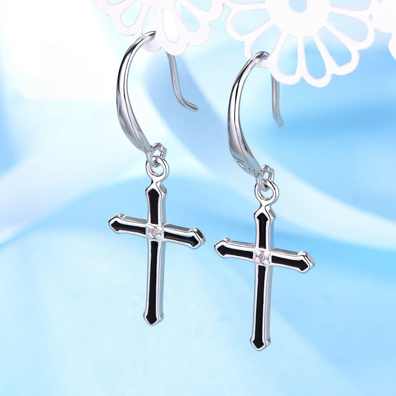 Sterling Silver Cross Eardrops Earrings