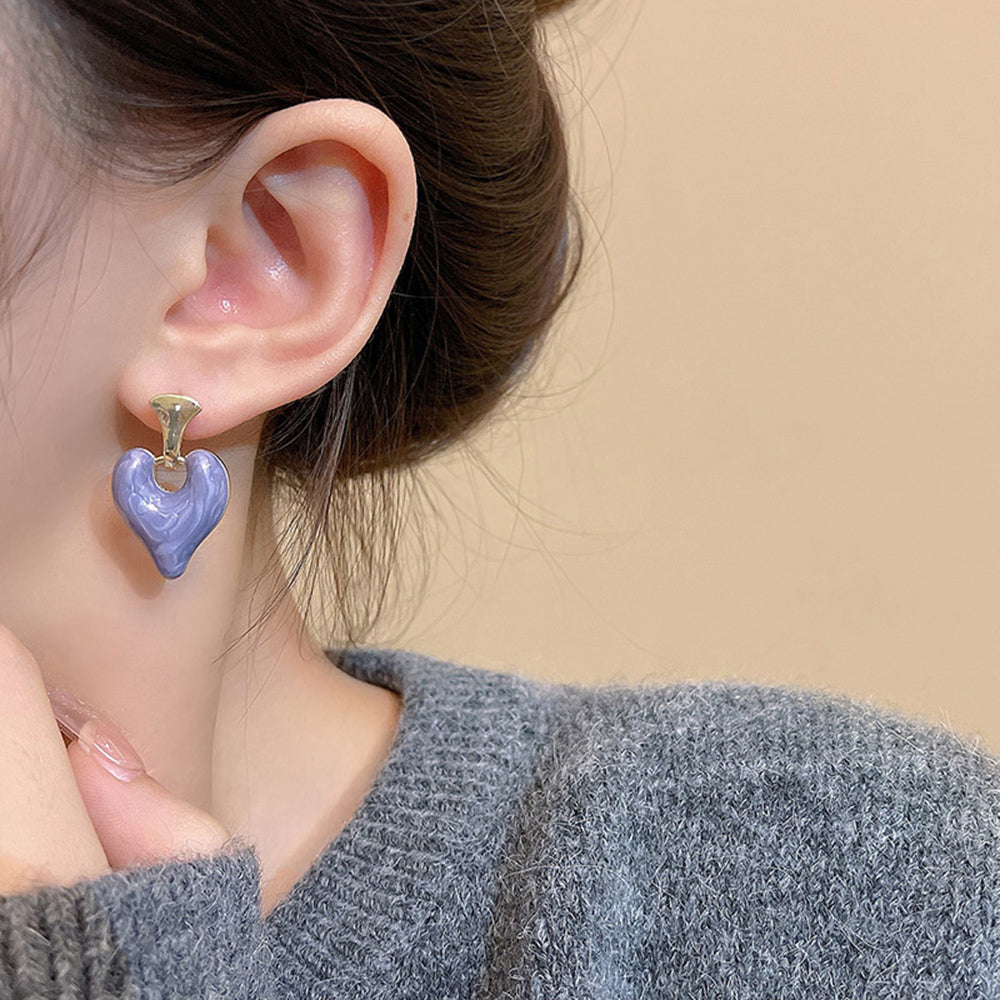 Enamel Heart Dangle Earrings