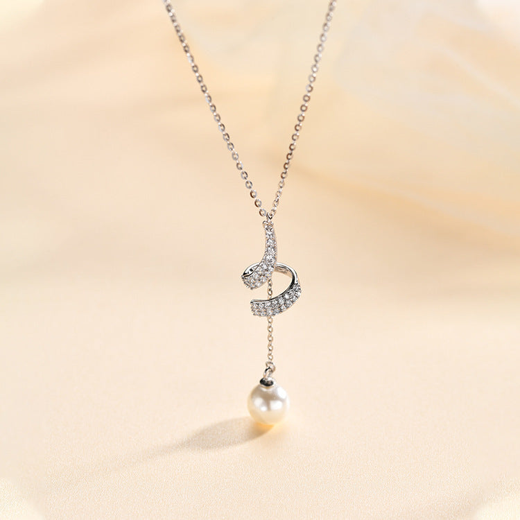 925 Sterling Silver Pearl Tassel Necklace