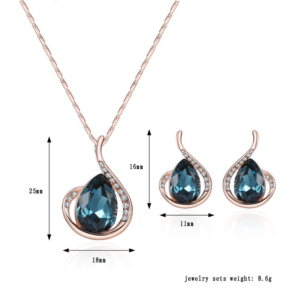Crystal Necklace And Earrings Two-piece  Jewelry Set - Kaldas Online Shopping