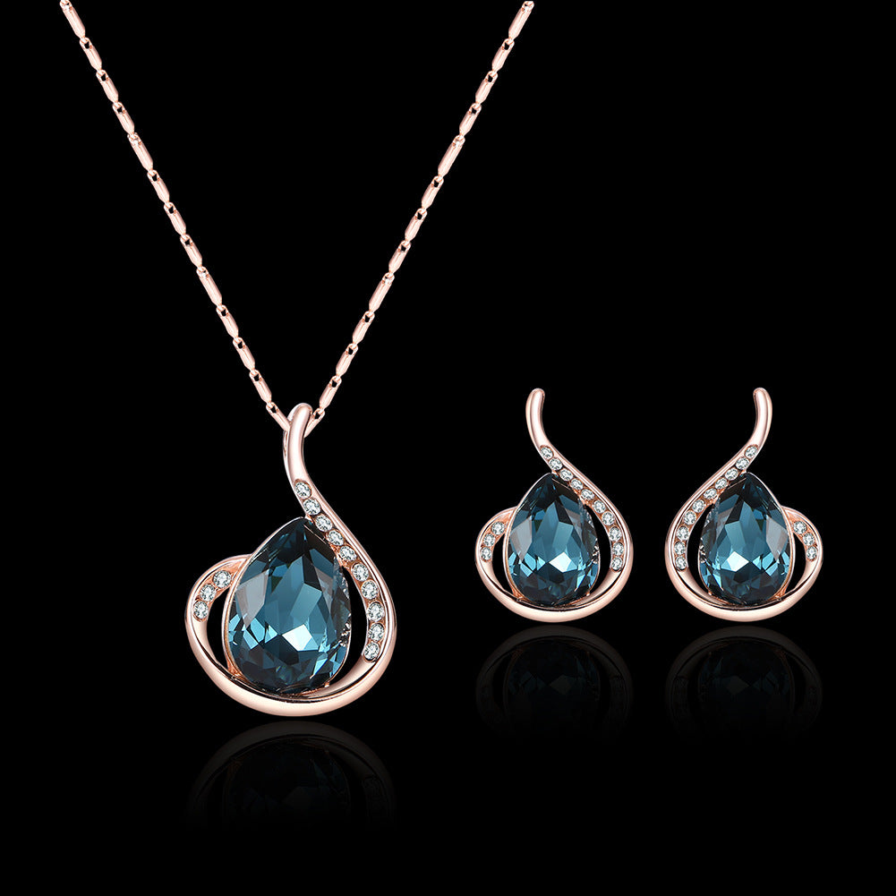 Crystal Necklace And Earrings Two-piece  Jewelry Set - Kaldas Online Shopping