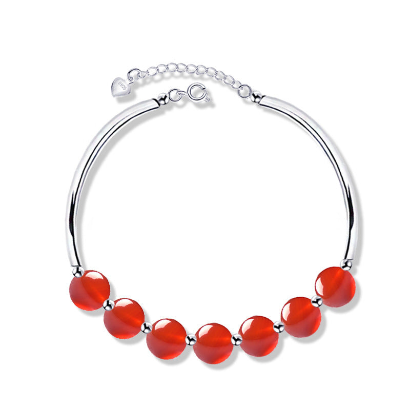 925 Sterling Silver Natural Crystal Masonite Bracelet