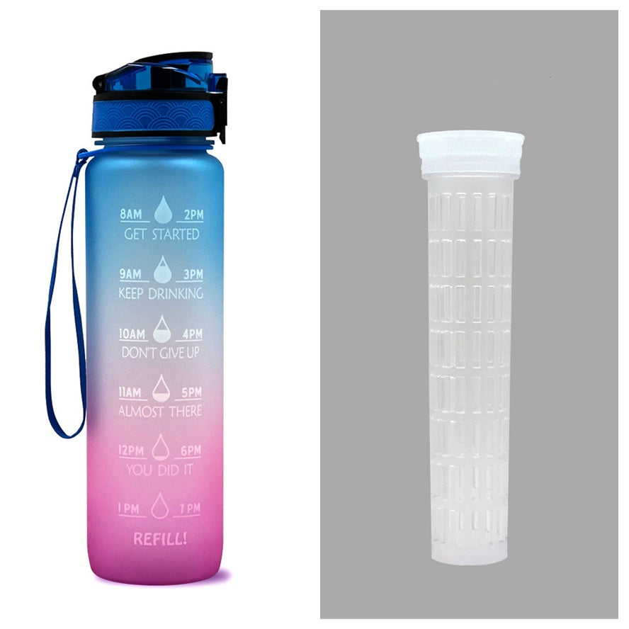 1L Tritan Water Bottle with Time Marker and Bounce Cover: Leakproof Sports Fitness Companion
