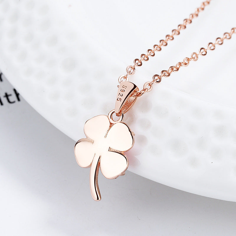 S925 Sterling Silver Clover Opal Necklace