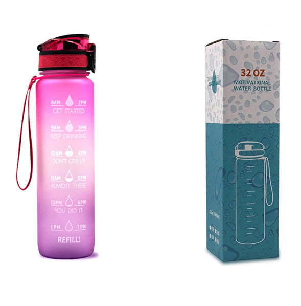 1L Tritan Water Bottle with Time Marker and Bounce Cover: Leakproof Sports Fitness Companion