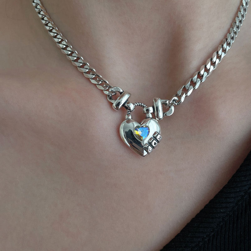 Thai Silver-Plated Heart Sweater Necklace