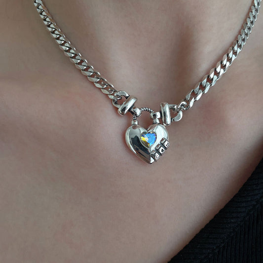 Thai Silver-Plated Heart Sweater Necklace