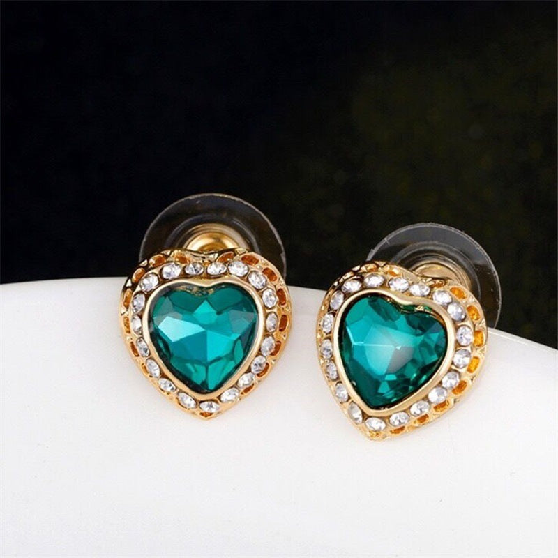 Peach Heart Rhinestone Jewelry Set