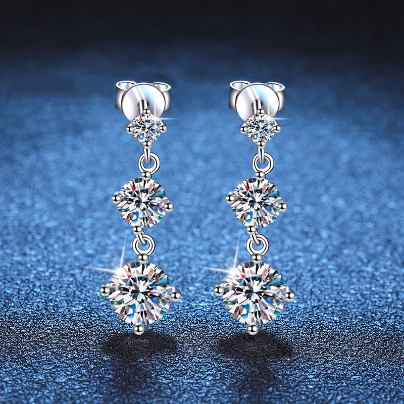 S925 Sterling Silver Moissanite Tassel Earrings