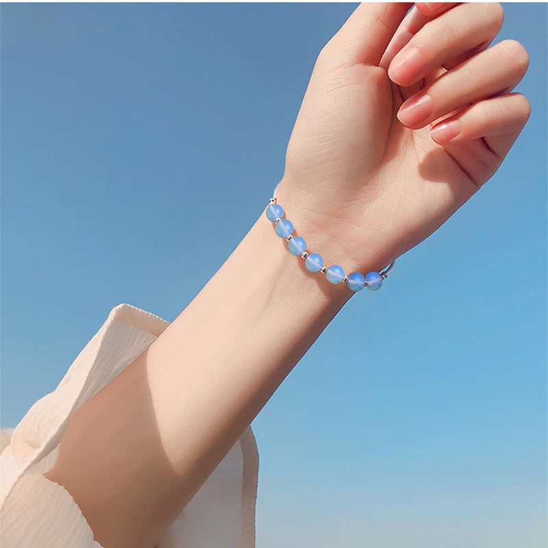 925 Sterling Silver Natural Crystal Masonite Bracelet