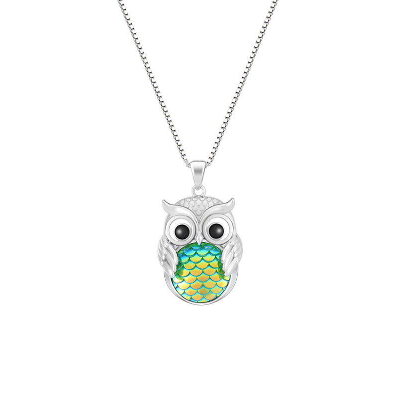 Sterling Silver Owl Pendant Necklace
