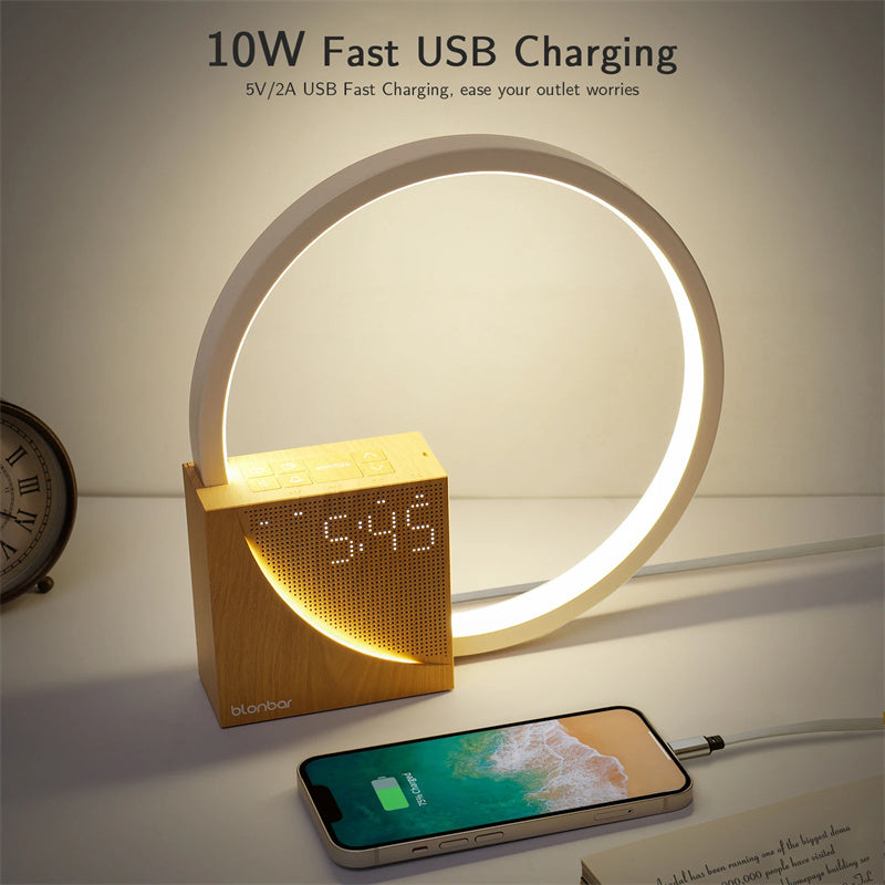 Touch Bedside Lamp with Alarm Clock, Natural Sounds, and Touch Control
