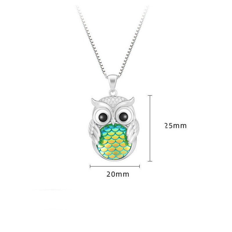 Sterling Silver Owl Pendant Necklace