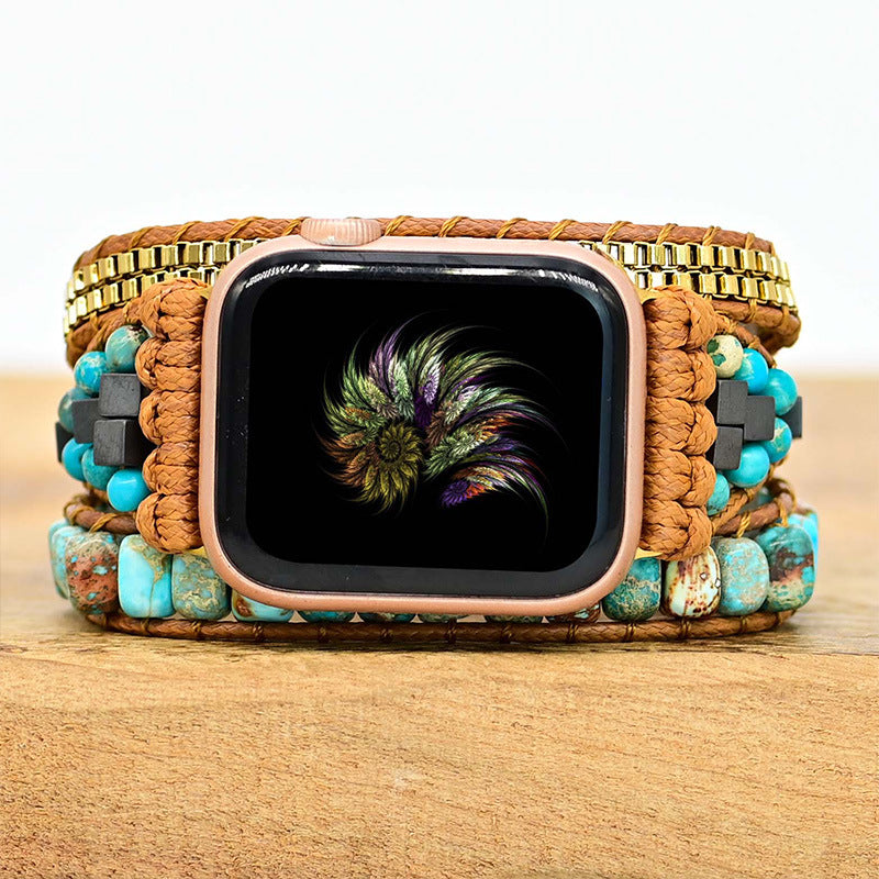 Large Turquoise Bead Boho Watch Band