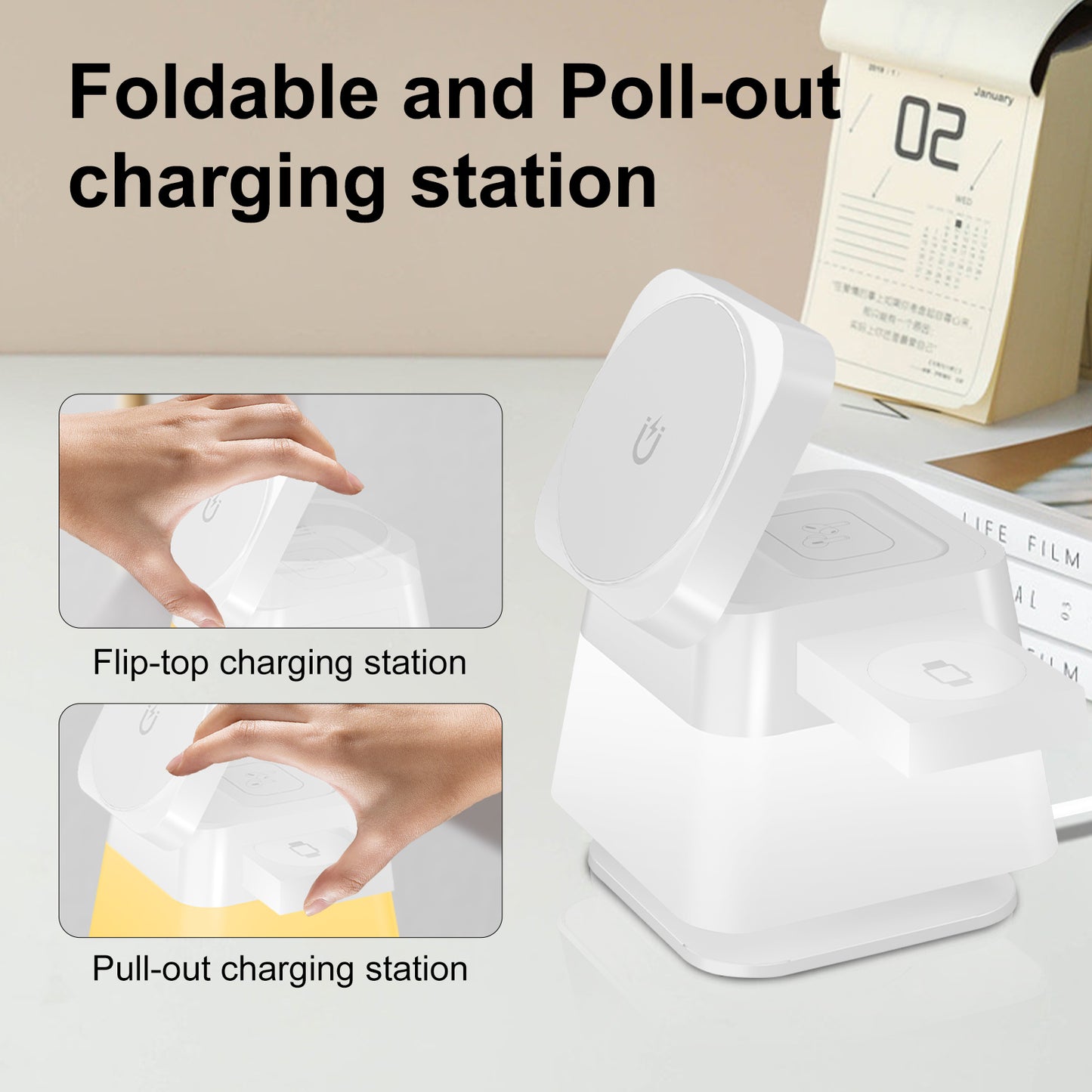 4-in-1 Rotatable Wireless Charger Stand for Phone