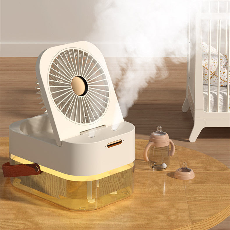 Portable Mist Fan: USB-Powered Air Cooler & Humidifier with Night Light