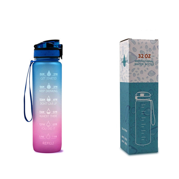 1L Tritan Water Bottle with Time Marker and Bounce Cover: Leakproof Sports Fitness Companion