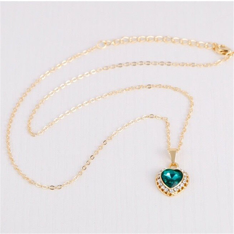 Peach Heart Rhinestone Jewelry Set