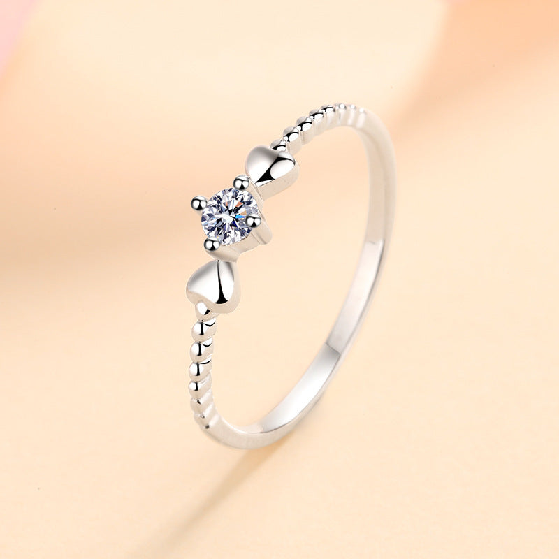 S925 Sterling Silver Heart Wave Ring