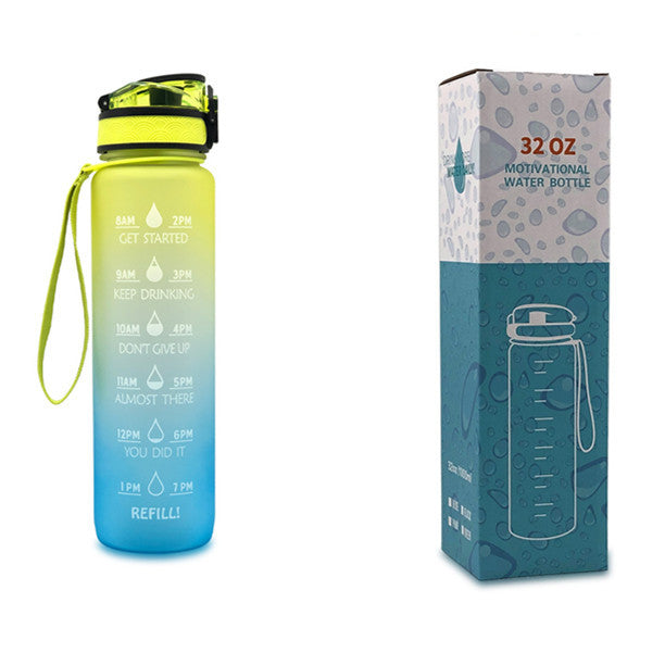 1L Tritan Water Bottle with Time Marker and Bounce Cover: Leakproof Sports Fitness Companion