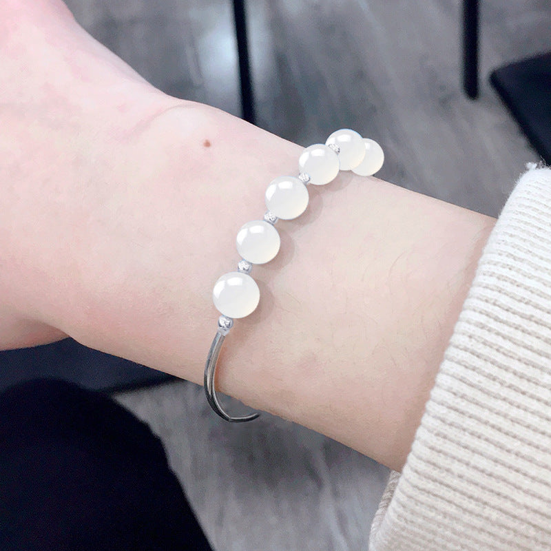 925 Sterling Silver Natural Crystal Masonite Bracelet