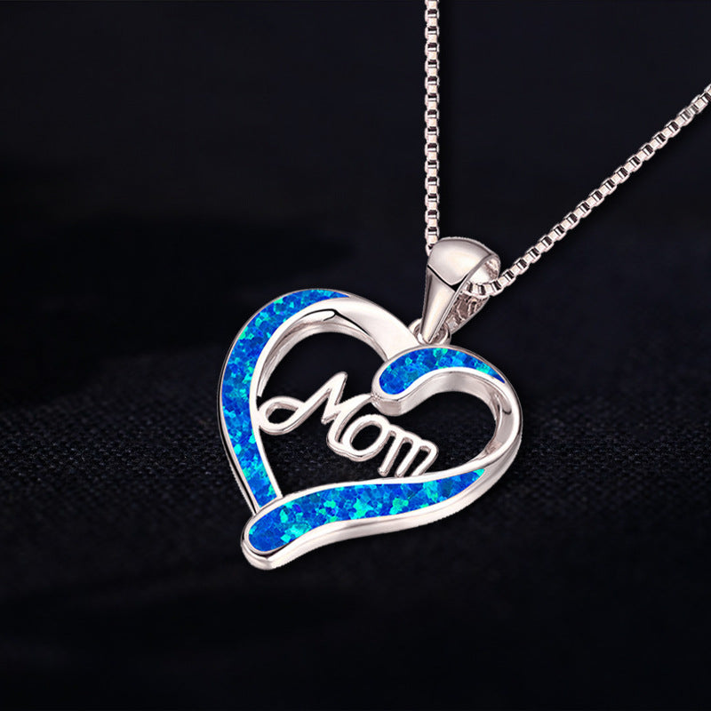 Love-shaped MOM Letter Necklace - Kaldas Online Shopping