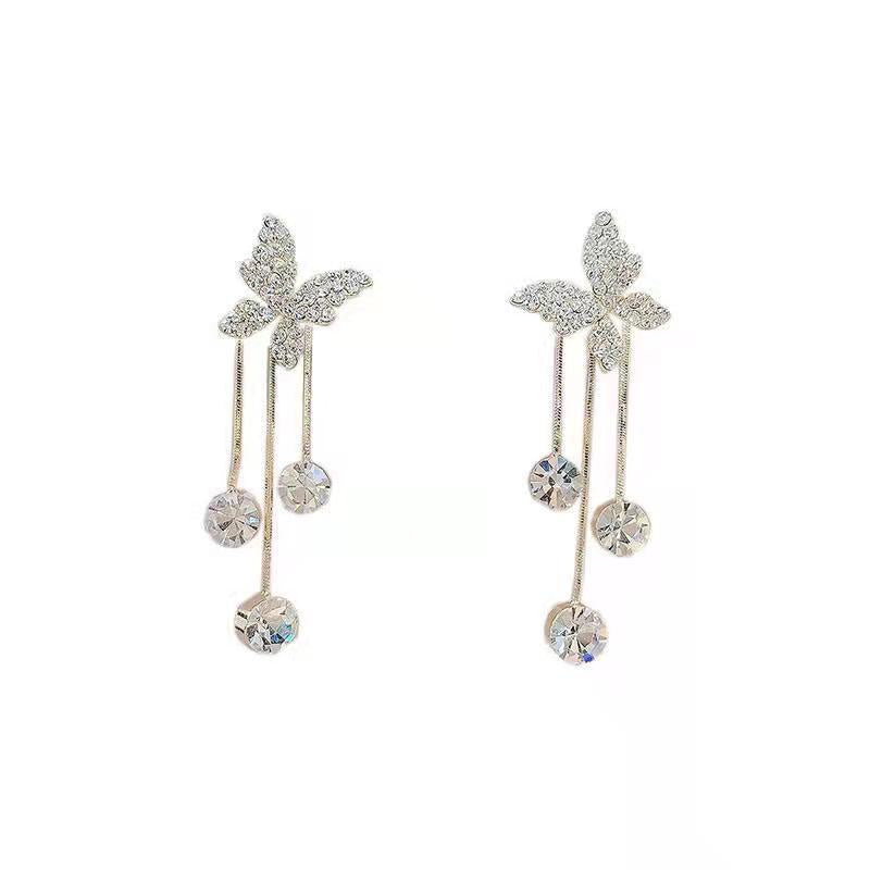Shiny Butterfly Rhinestone Earrings