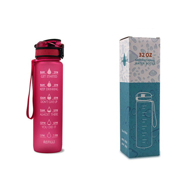 1L Tritan Water Bottle with Time Marker and Bounce Cover: Leakproof Sports Fitness Companion