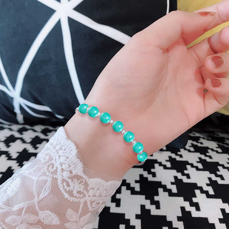 925 Sterling Silver Natural Crystal Masonite Bracelet