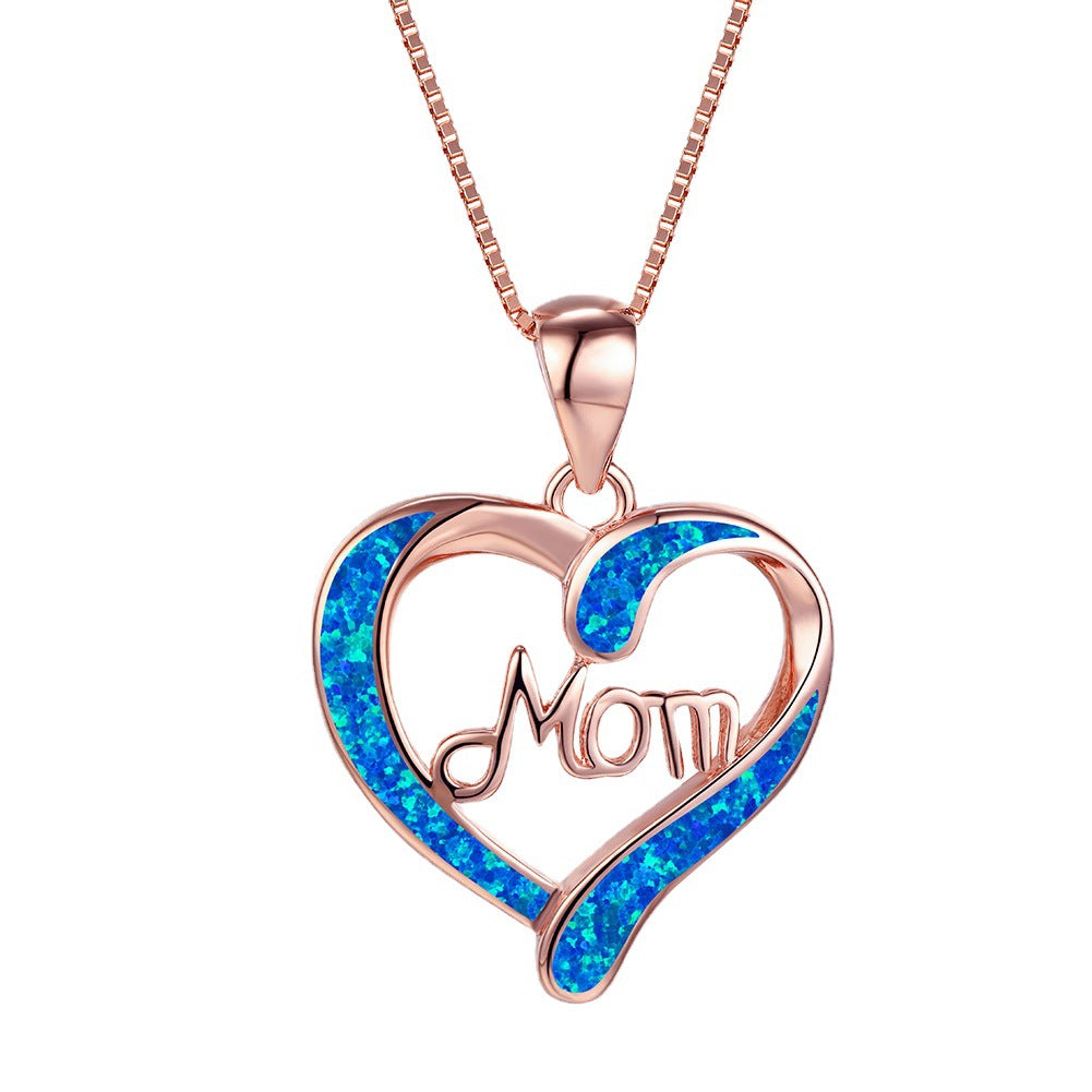 Love-shaped MOM Letter Necklace - Kaldas Online Shopping