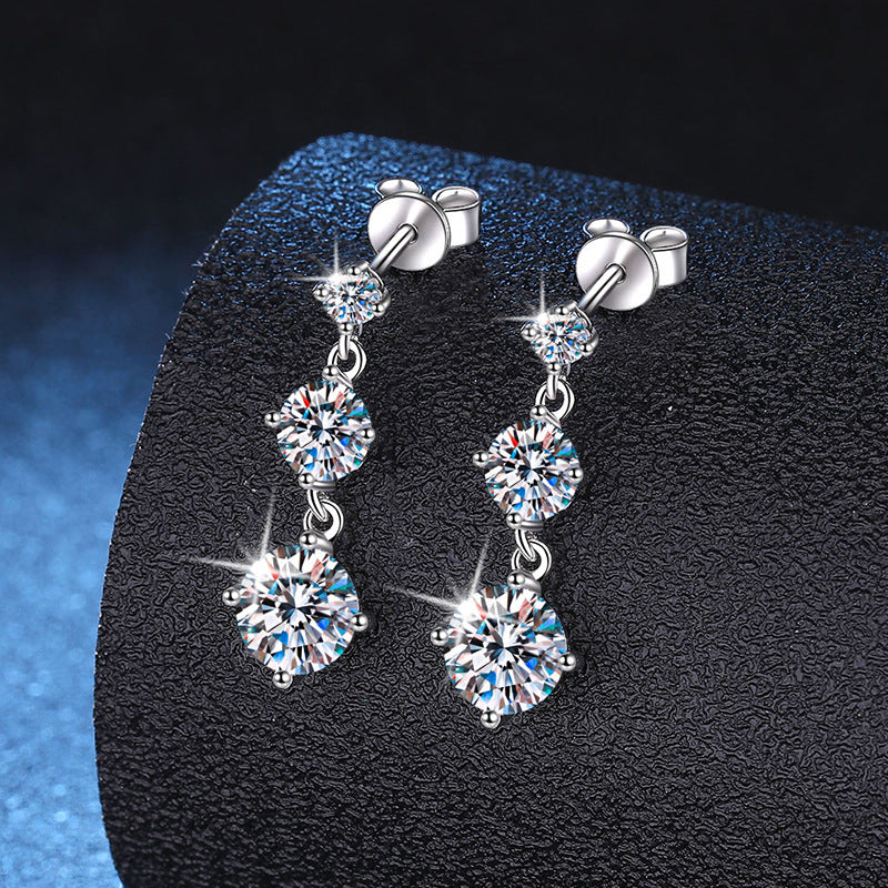 S925 Sterling Silver Moissanite Tassel Earrings