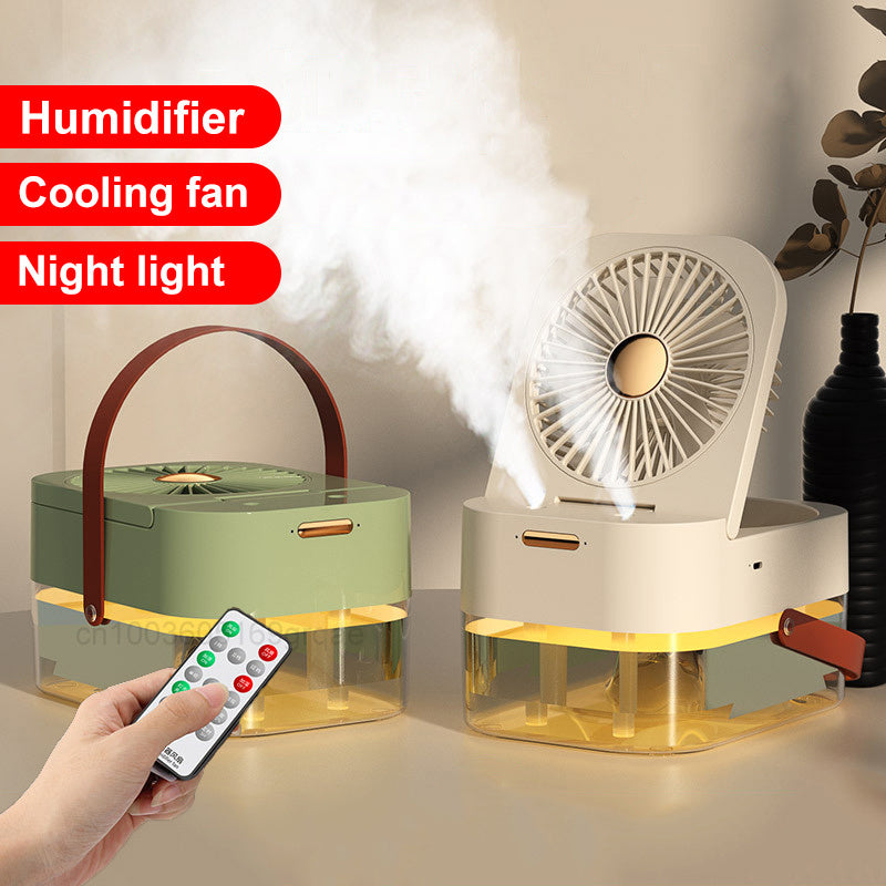 Portable Mist Fan: USB-Powered Air Cooler & Humidifier with Night Light
