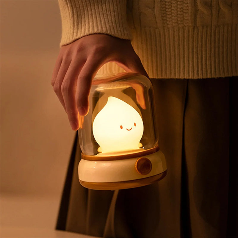Retro Mini LED Night Lamp: USB Rechargeable Cartoon Table Lamp for Home & Decor