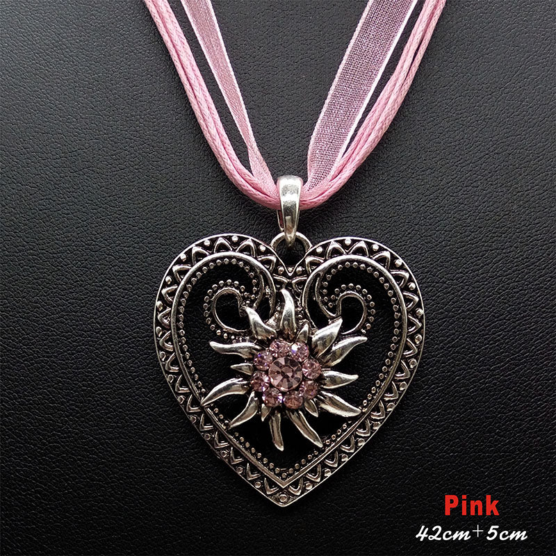 Heart Edelweiss Flowers Necklace - Kaldas Online Shopping