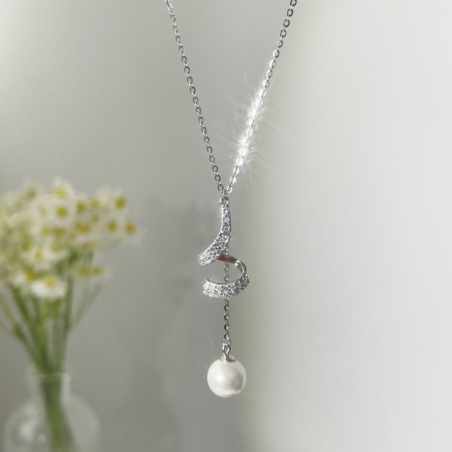 925 Sterling Silver Pearl Tassel Necklace