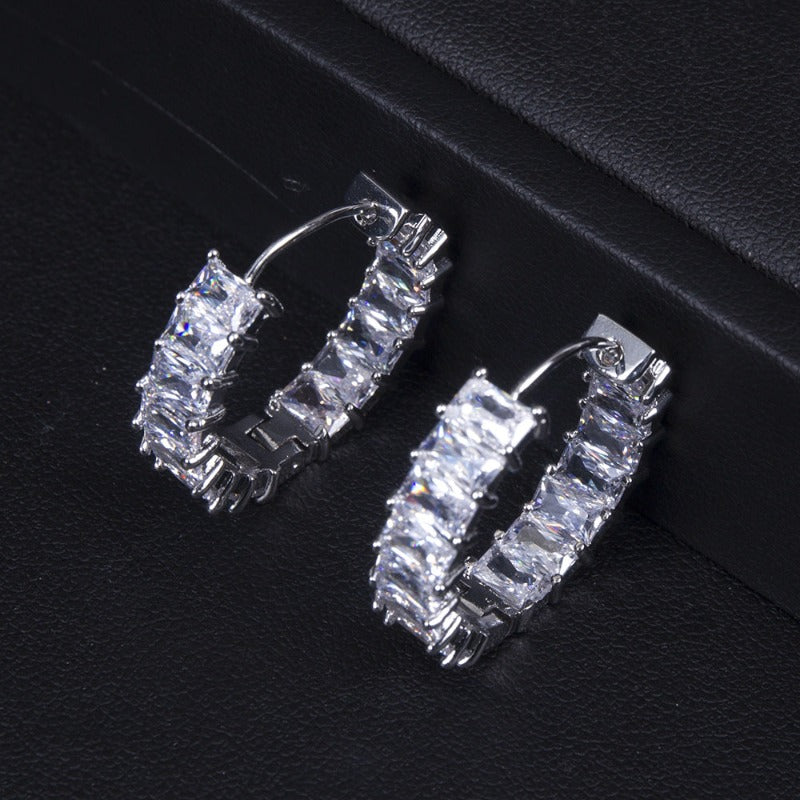 Full Zirconium Round Earrings
