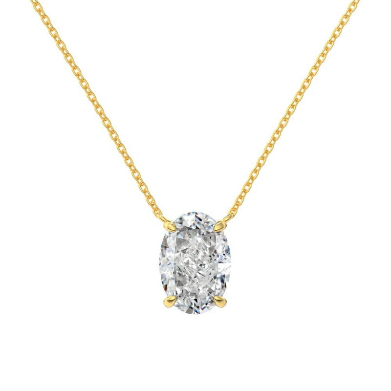 S925 Silver Oval Ice Flower Cut Diamond Necklace
