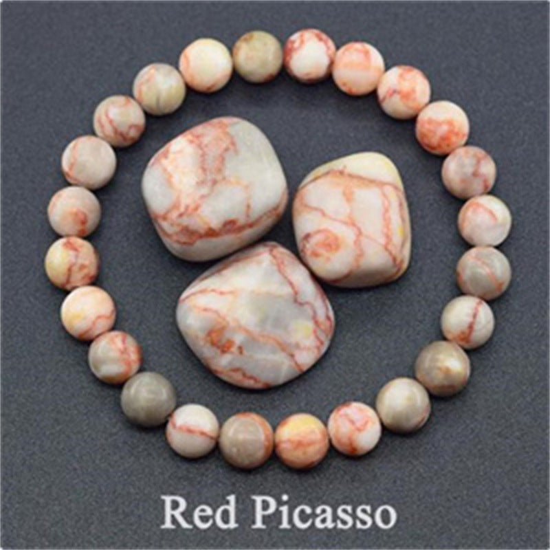Natural Stone Elastic Beaded Bracelet
