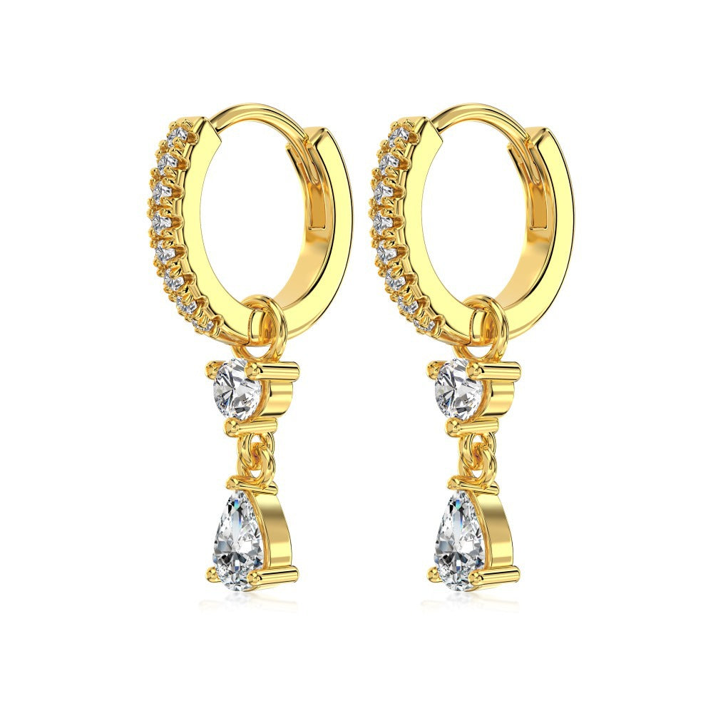 S925 Silver Pear-shaped Zircon Drop Earrings