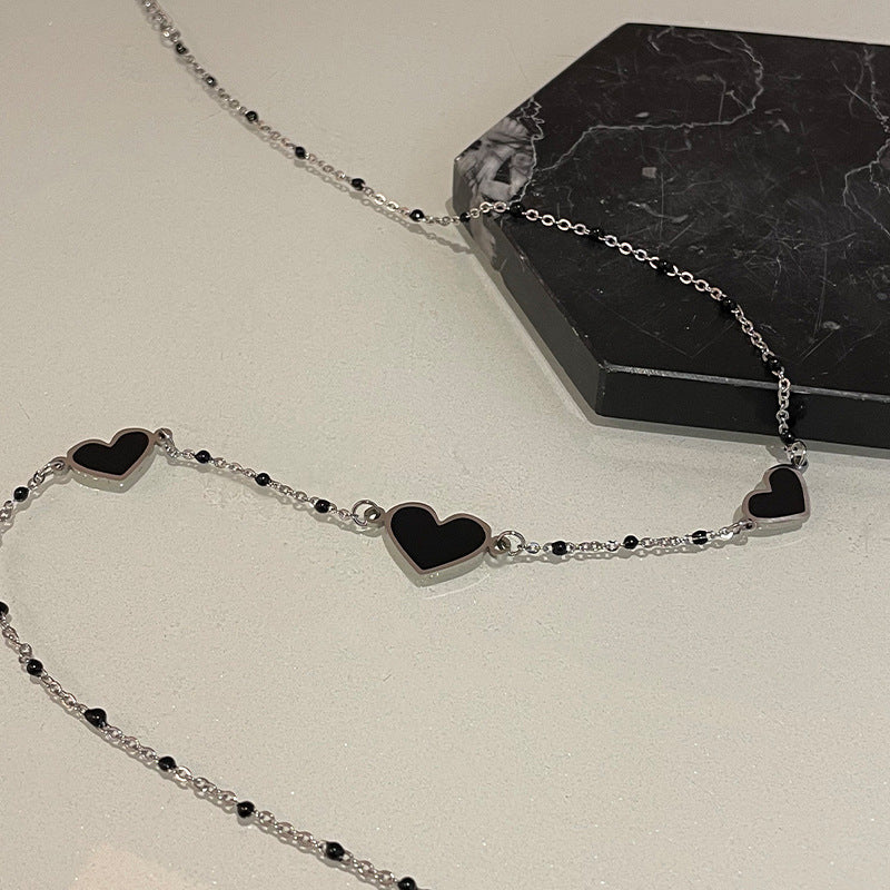 Titanium steel Black Heart Necklace