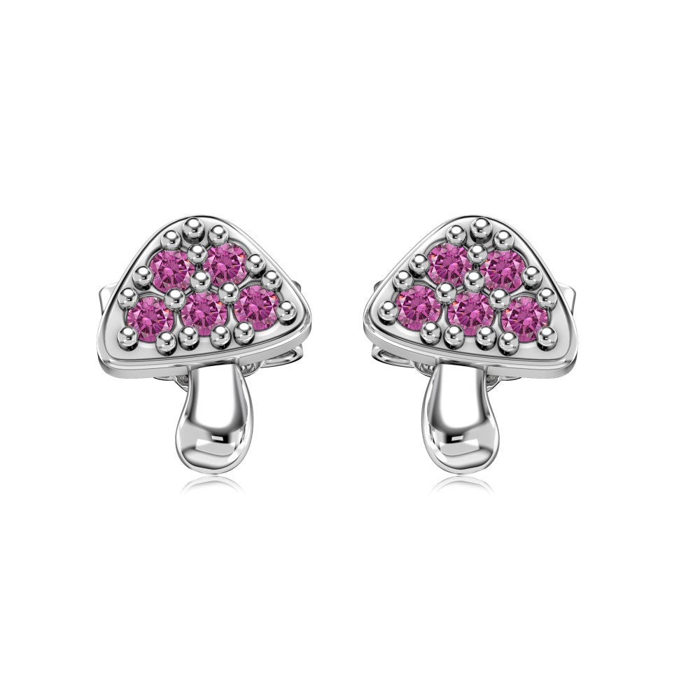 S925 Silver Green Zircon Mushroom Earrings