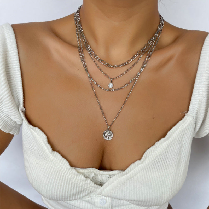 Alloy Layered Coin Necklace