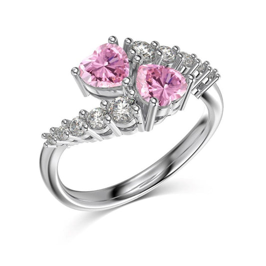 S925 Sterling Silver Blue Heart-Shaped Zircon Ring