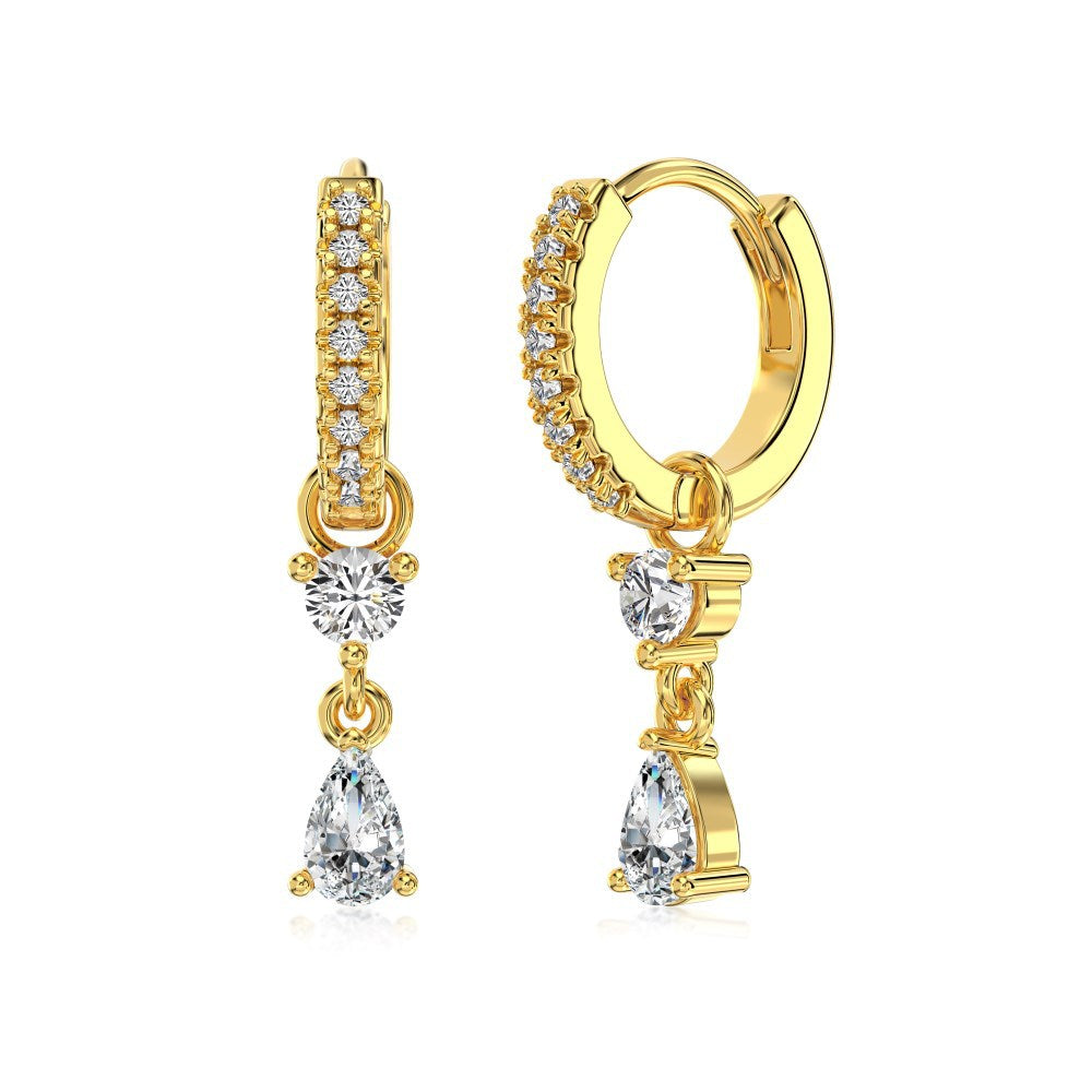 S925 Silver Pear-shaped Zircon Drop Earrings