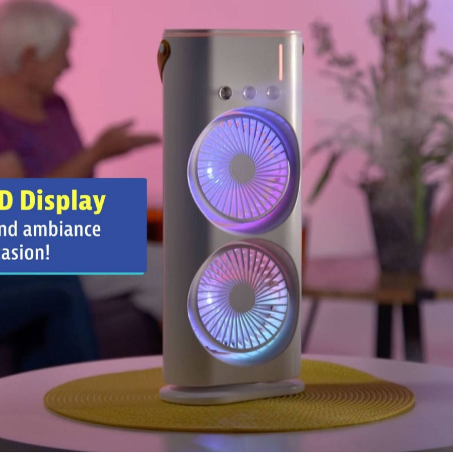 Double-Ended Portable Spray Fan & Humidifier: Compact Air Cooler & Conditioner
