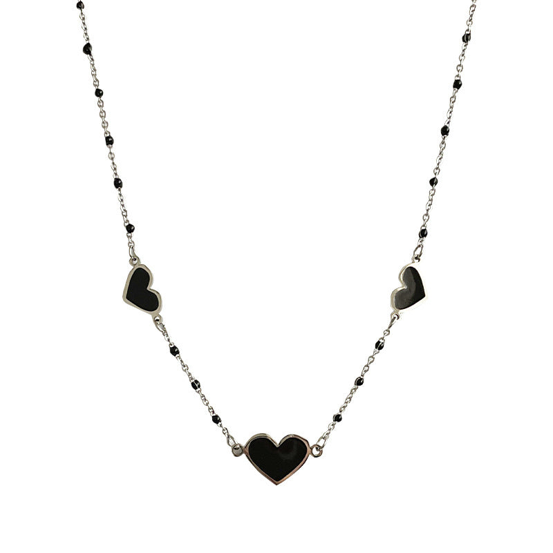 Titanium steel Black Heart Necklace