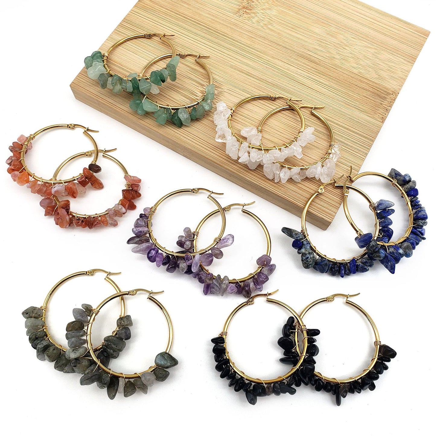 Natural Crystal Stone Earrings