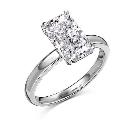 S925 Silver Rectangular Ice Flower Cut Diamond Ring
